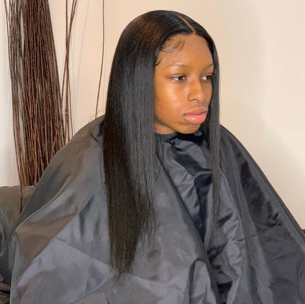 Sewn-in hair extensions with a closure