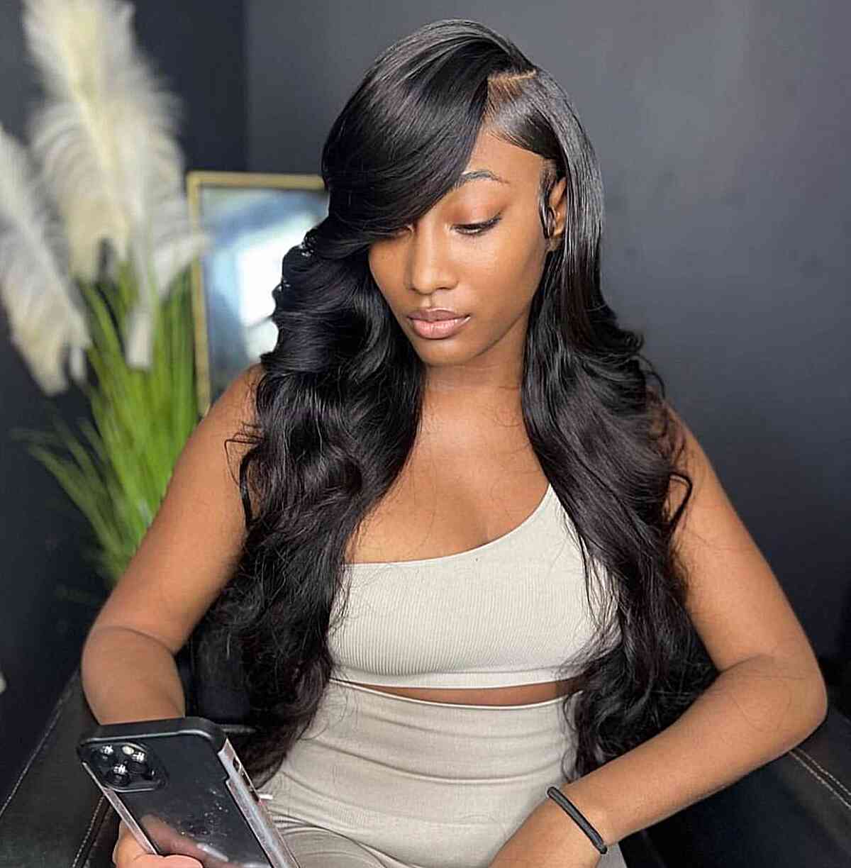 Sew-in extensions with a side part