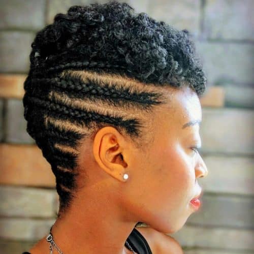 Sophisticated updo featuring side cornrows