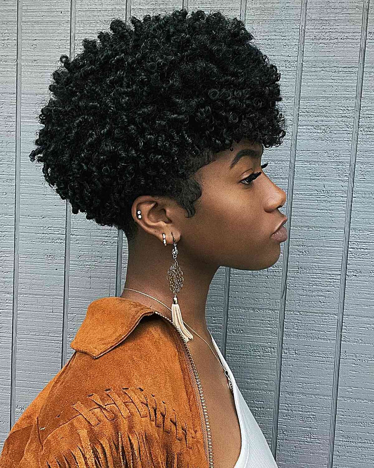 Short natural curly afro