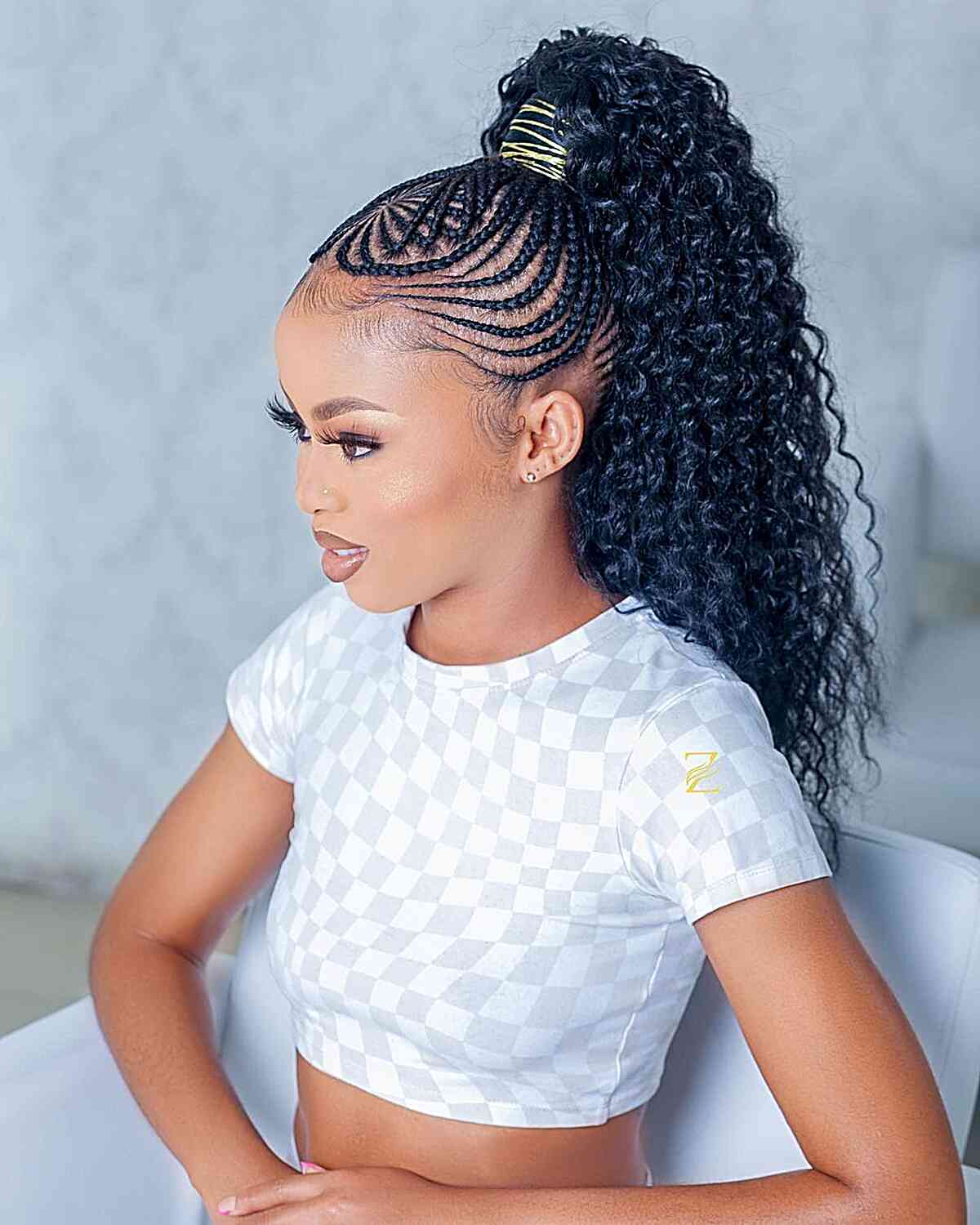 High Ponytail with Ghana Twist