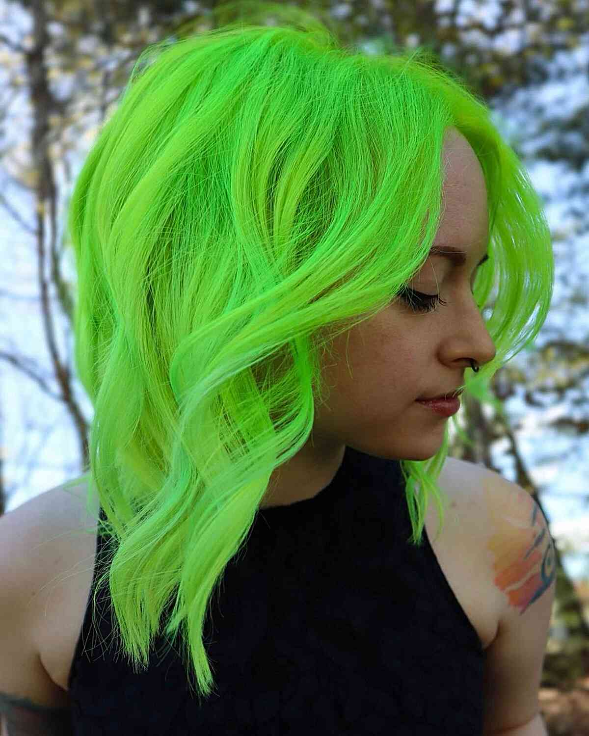 Vibrant Electric Lime Hair Shade