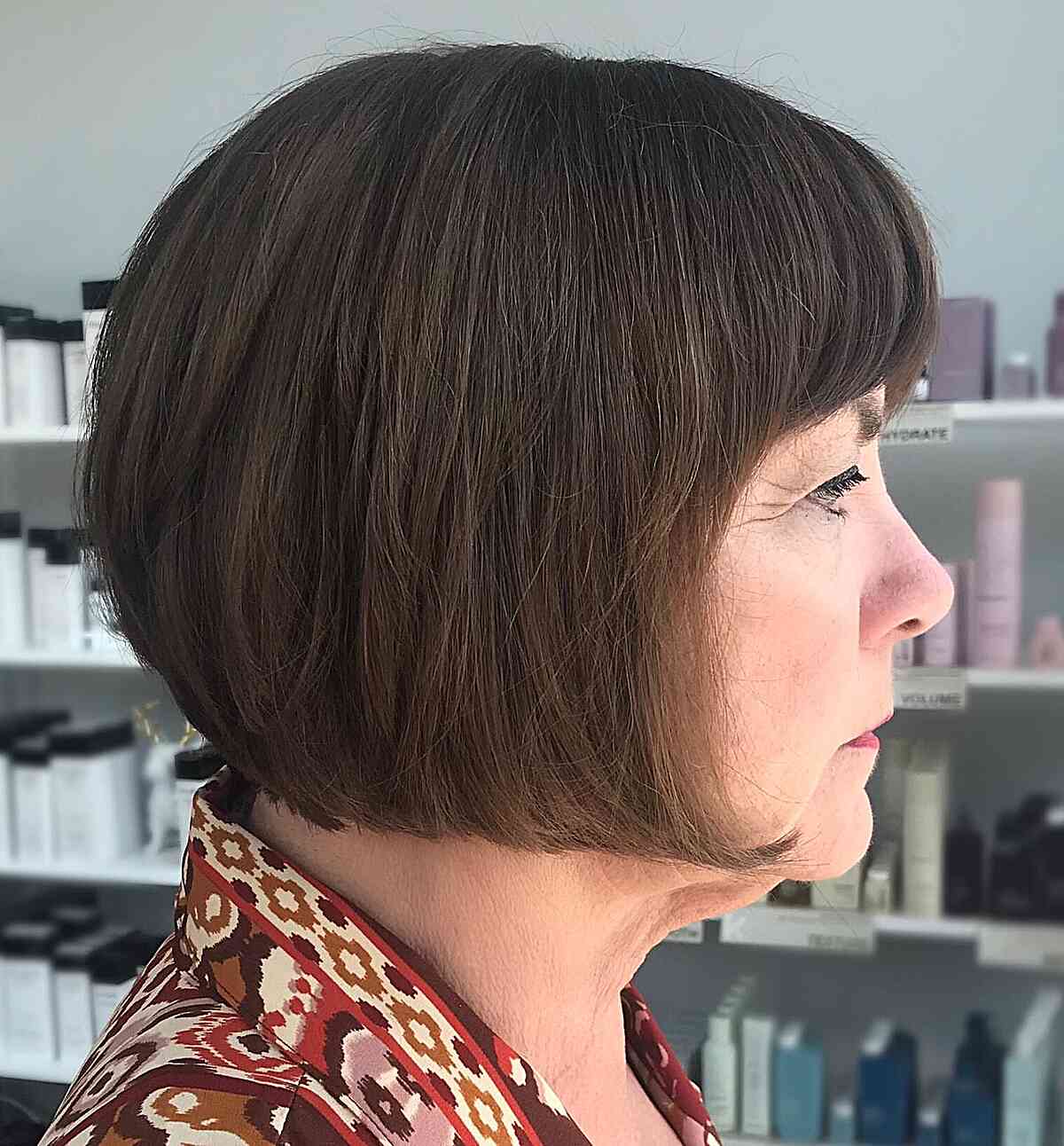 A precise chin-length bob with gentle graduation