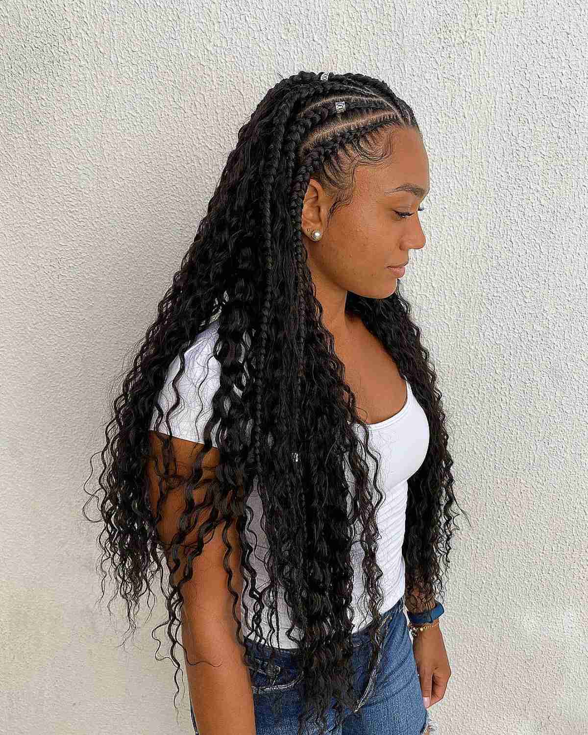 Extra Long Ghana Braids with Flowing Curls