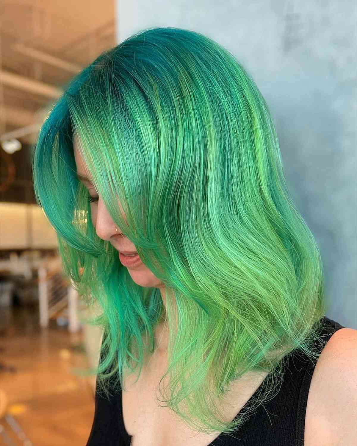 Bold Transition from Blue to Green Ombre