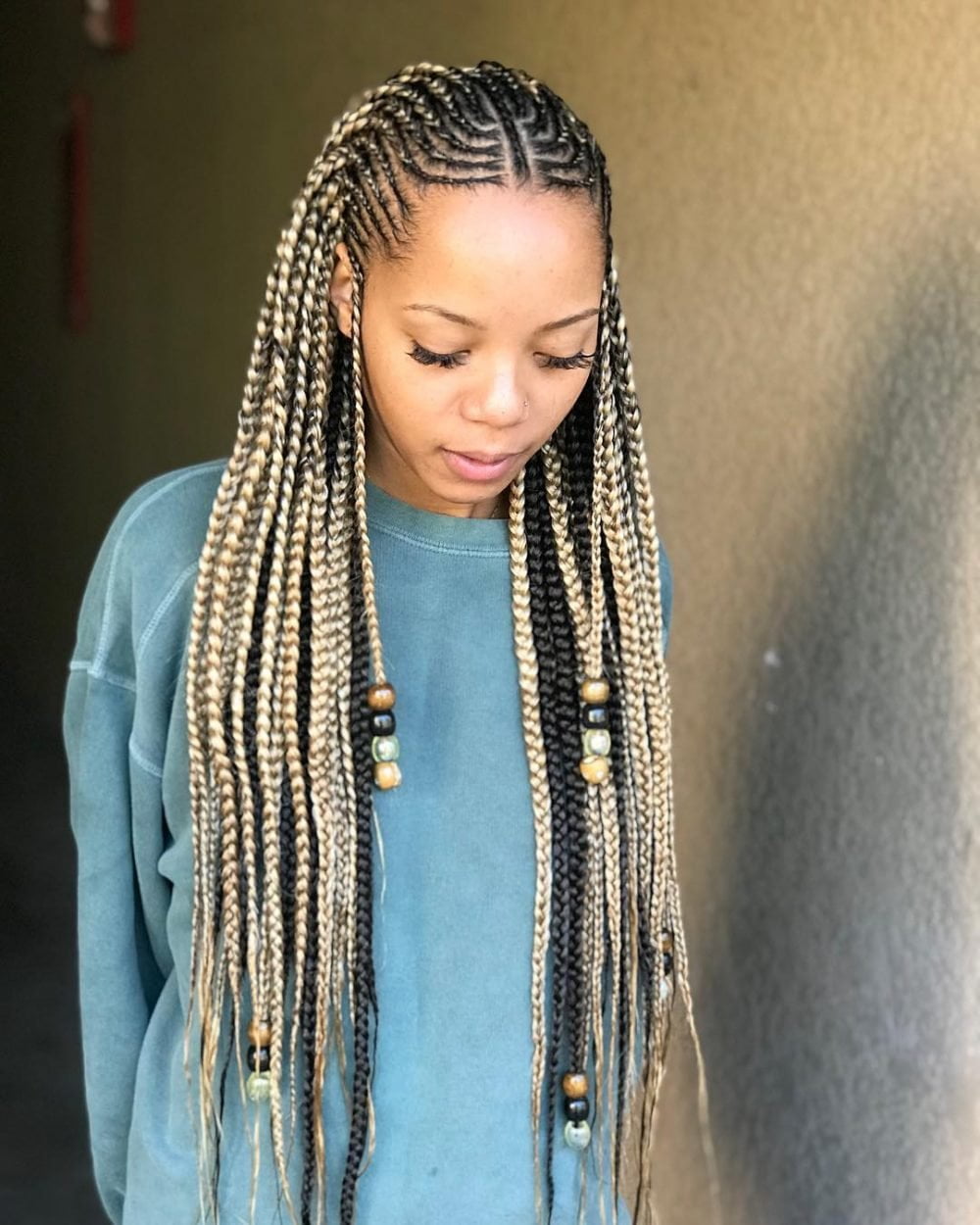 Stylish Ghana braids adorned with beads