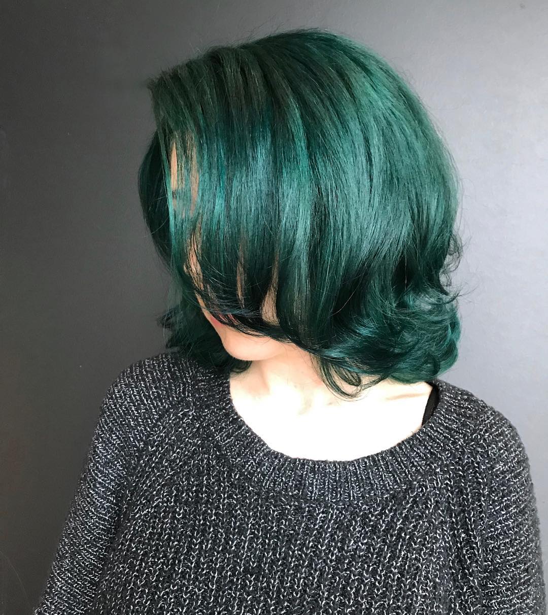 Hair color in a rich forest green shade