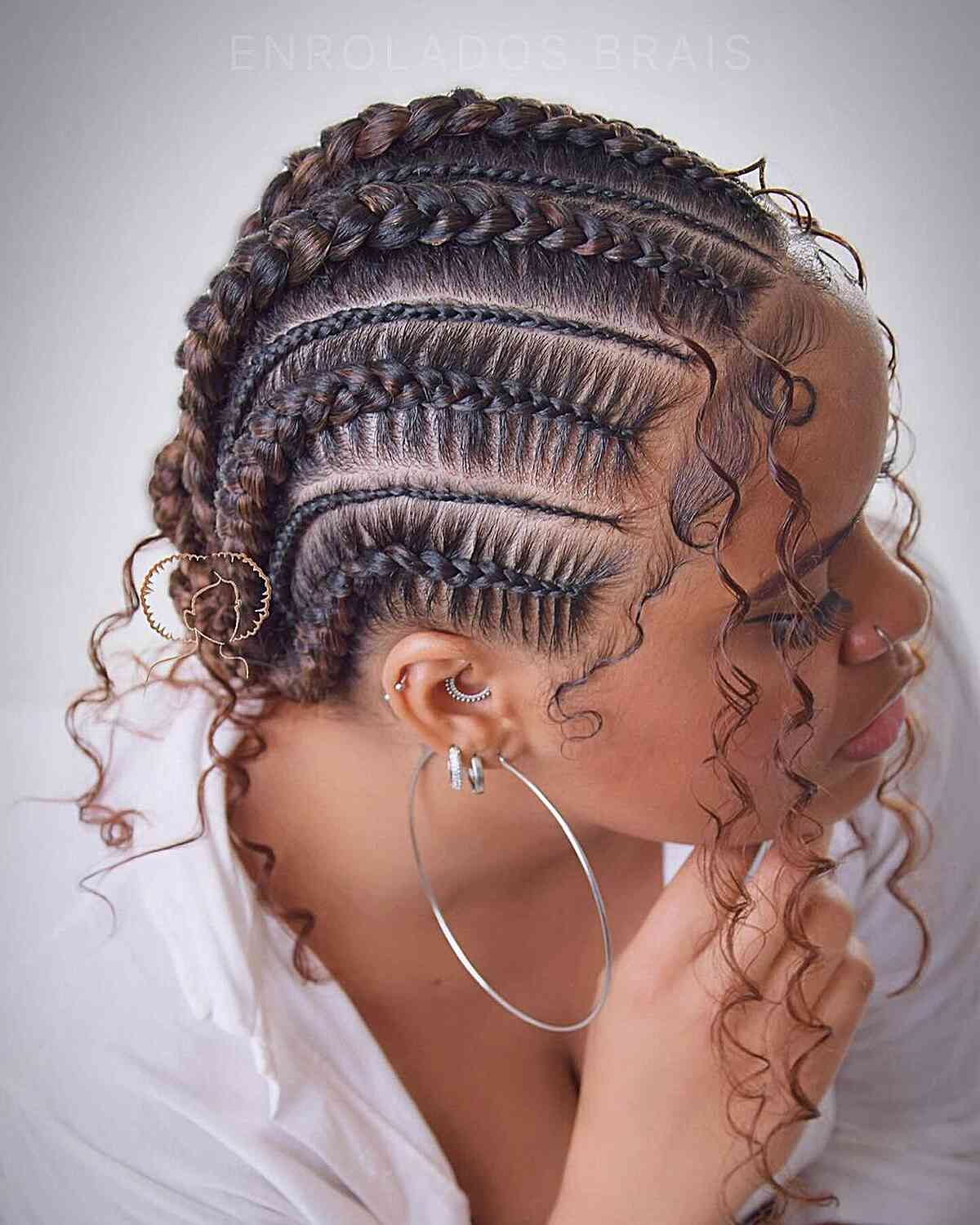 Organic Curls incorporated into Ghana Braids