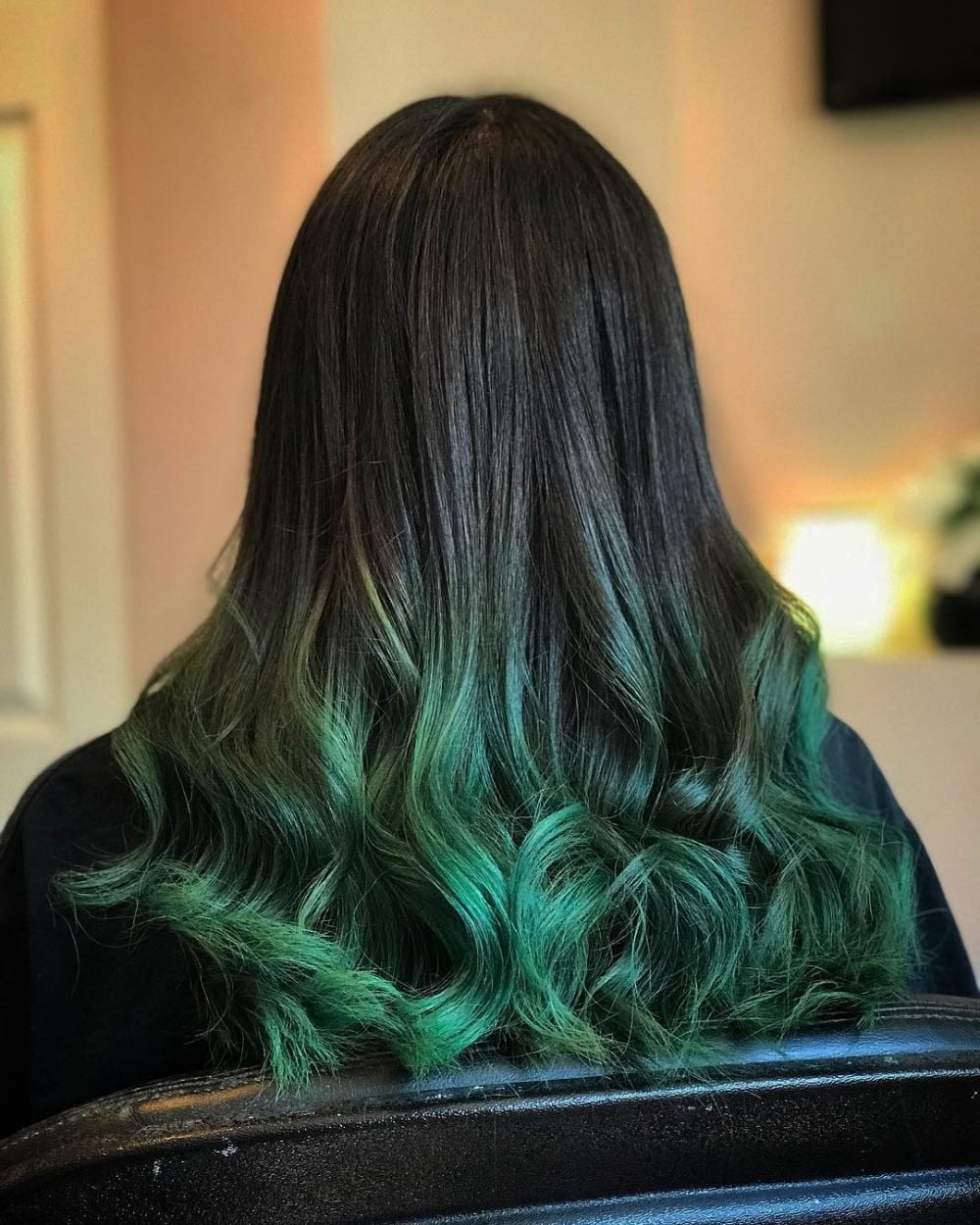 Vibrant green dip-dyed hair