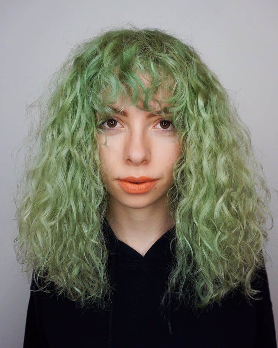 Hair color in a light green shade