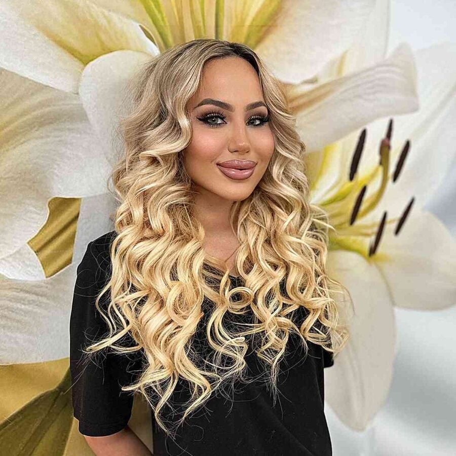 Blonde Hair with Long Curled Ends