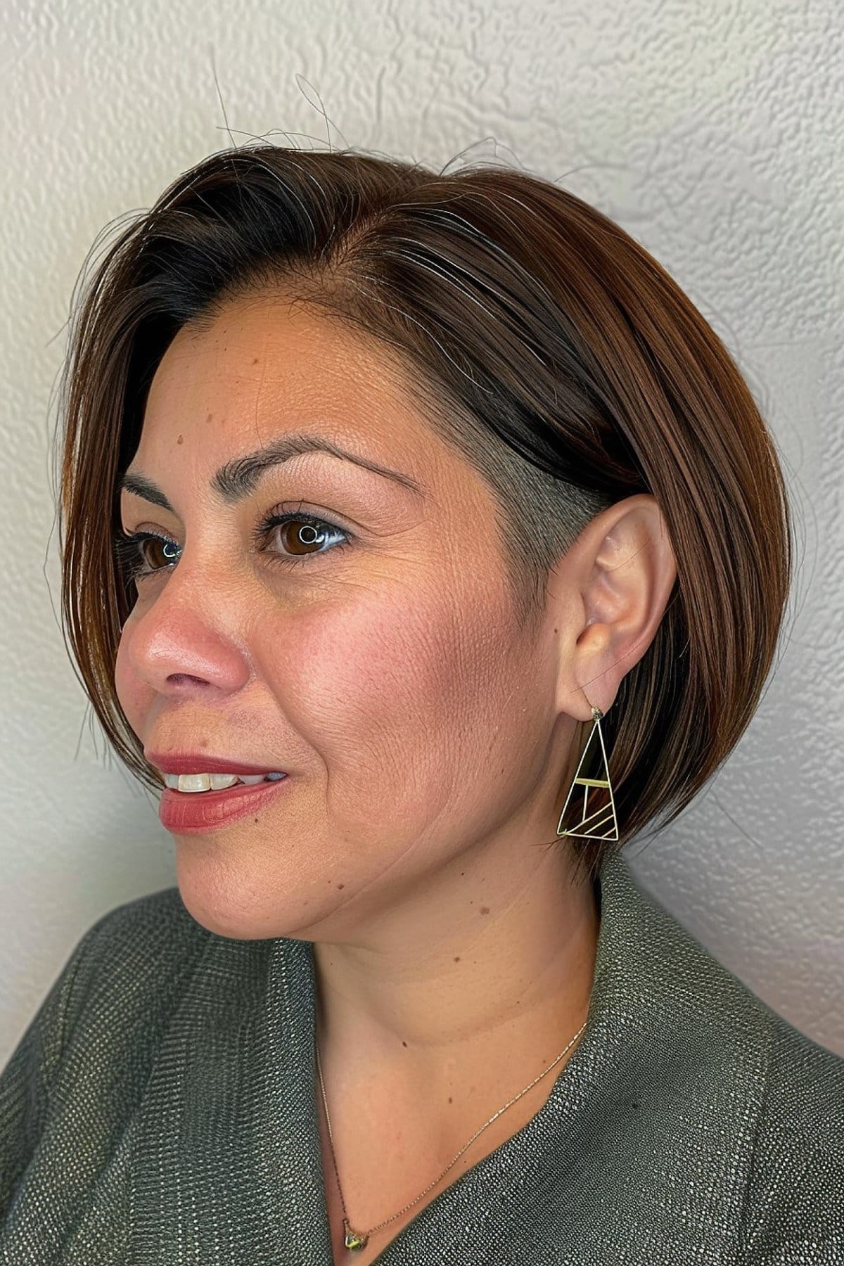 Elegant Asymmetrical Bob with Caramel Highlights