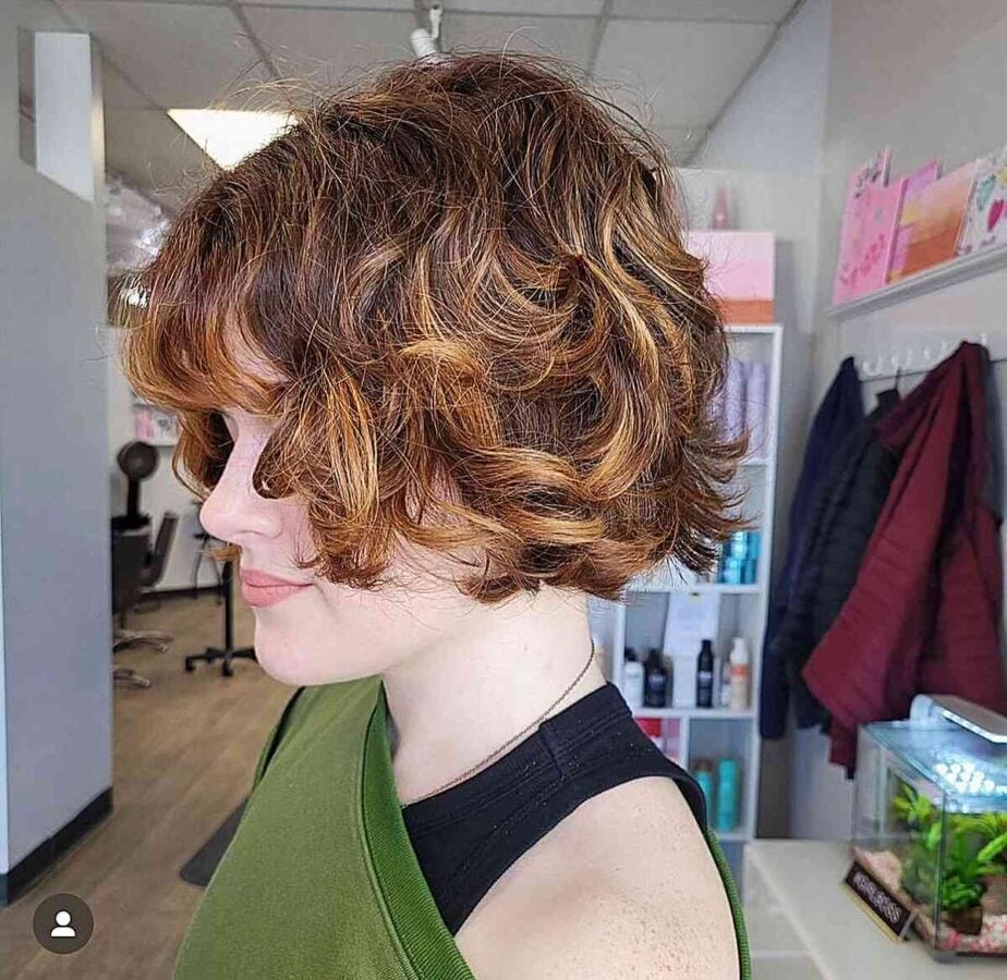 Textured Bob with Blonde Curls