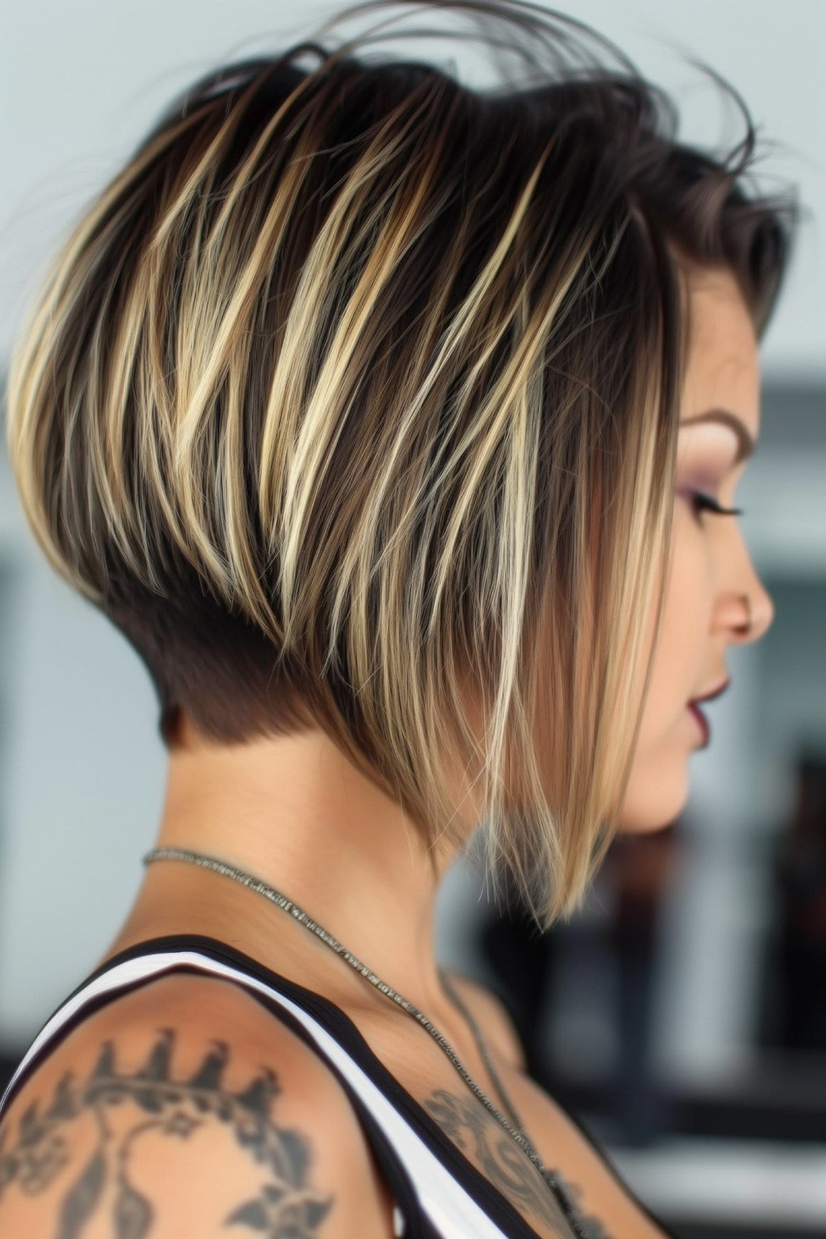 Dramatic Roots and Blonde Highlights Undercut
