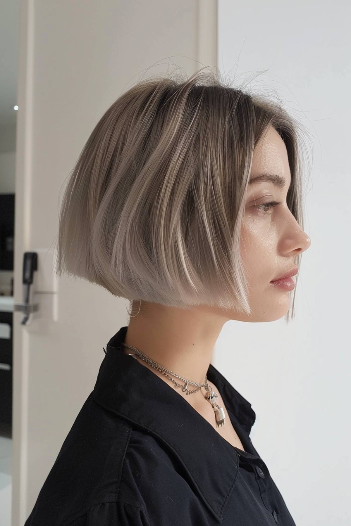 Sophisticated Ash Blonde Bob with Covert Undercut