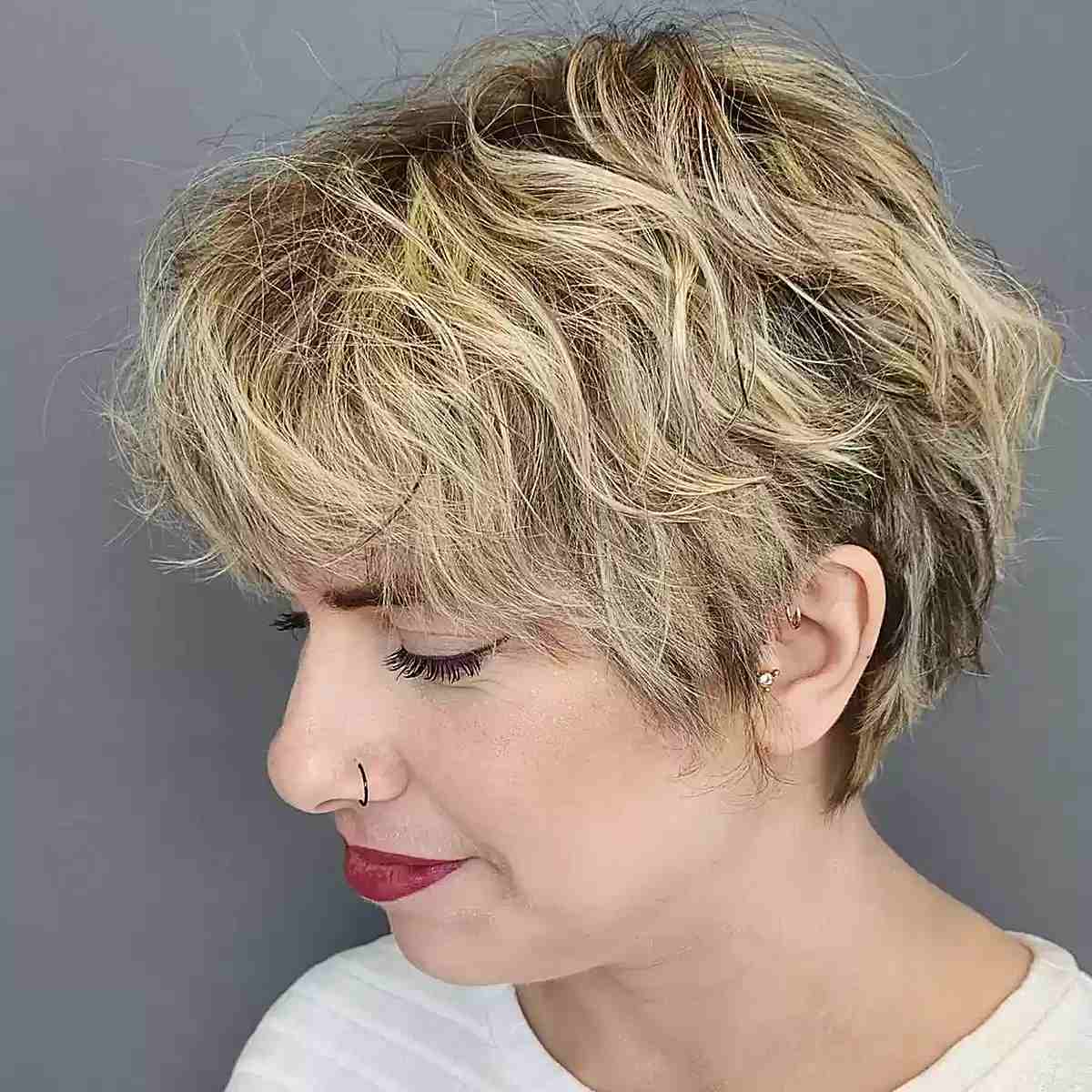 Messy Pixie with Blonde Foilayage