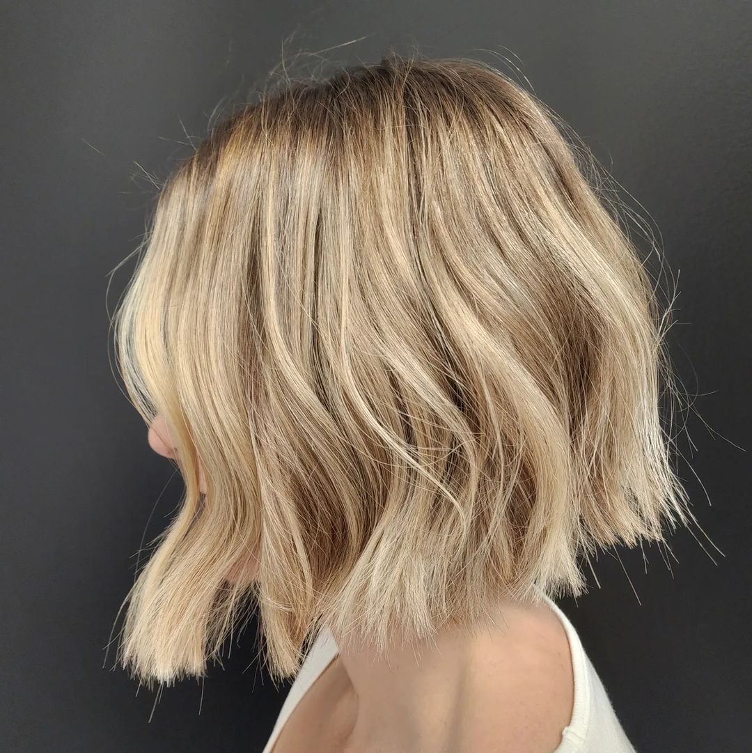 Textured Blonde Bob with Dimension