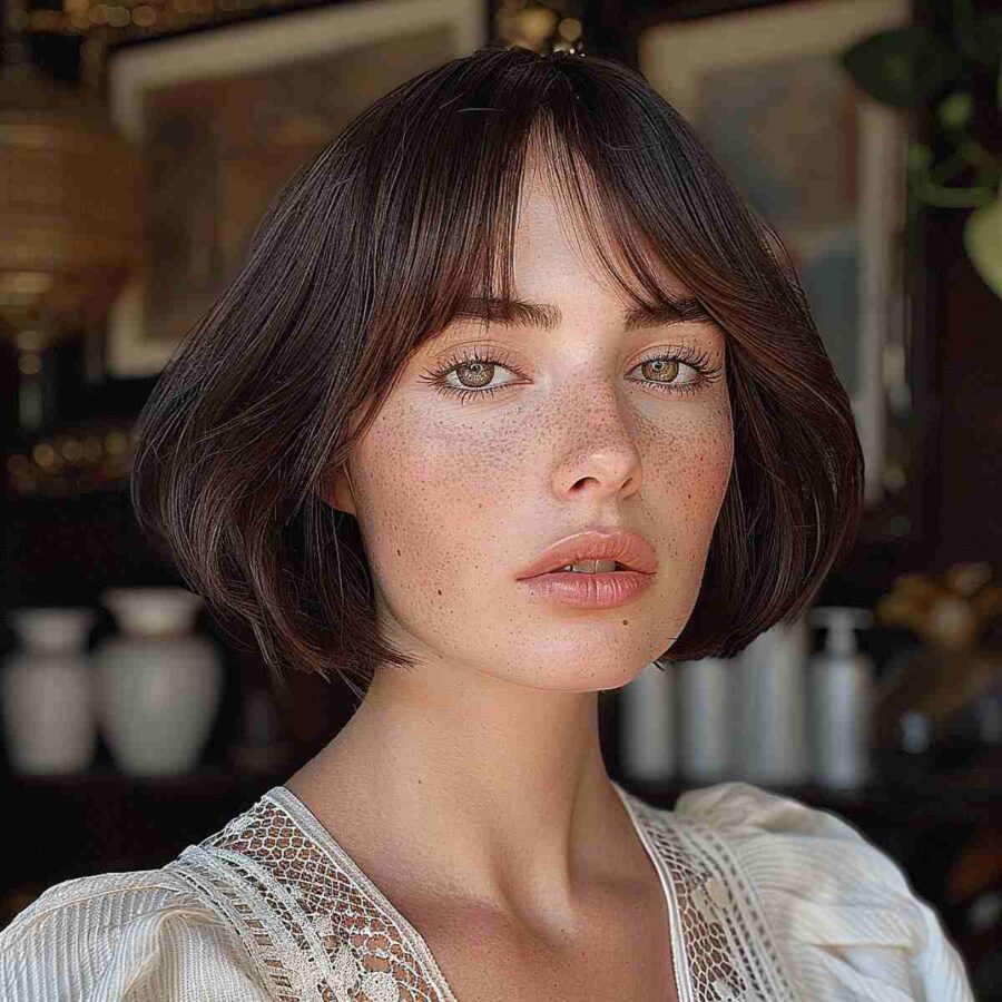 Chin-Length Bob with Face-Framing Bangs