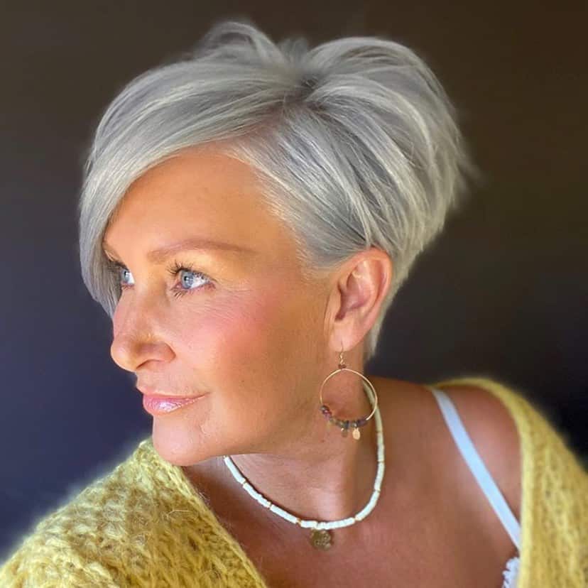 The Gray Pixie Cut with a Short Length