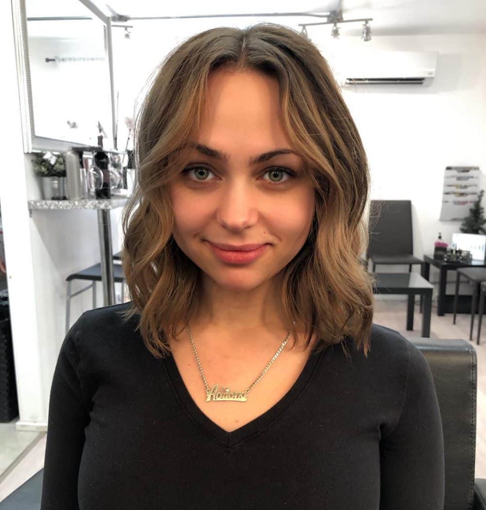 Mid-Length Bob with Center Part and Wavy Texture