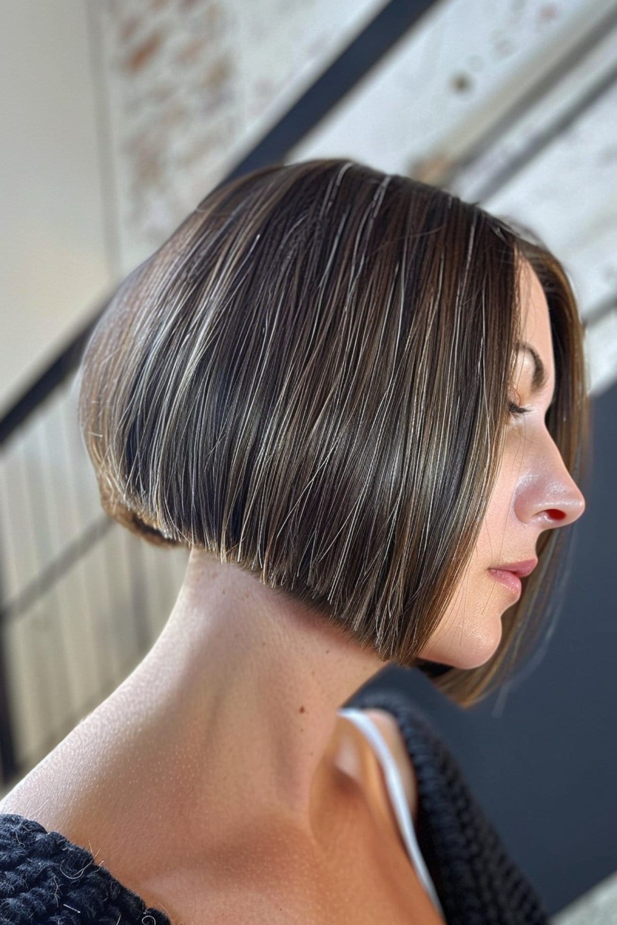 Undercut Balayage Blunt Bob