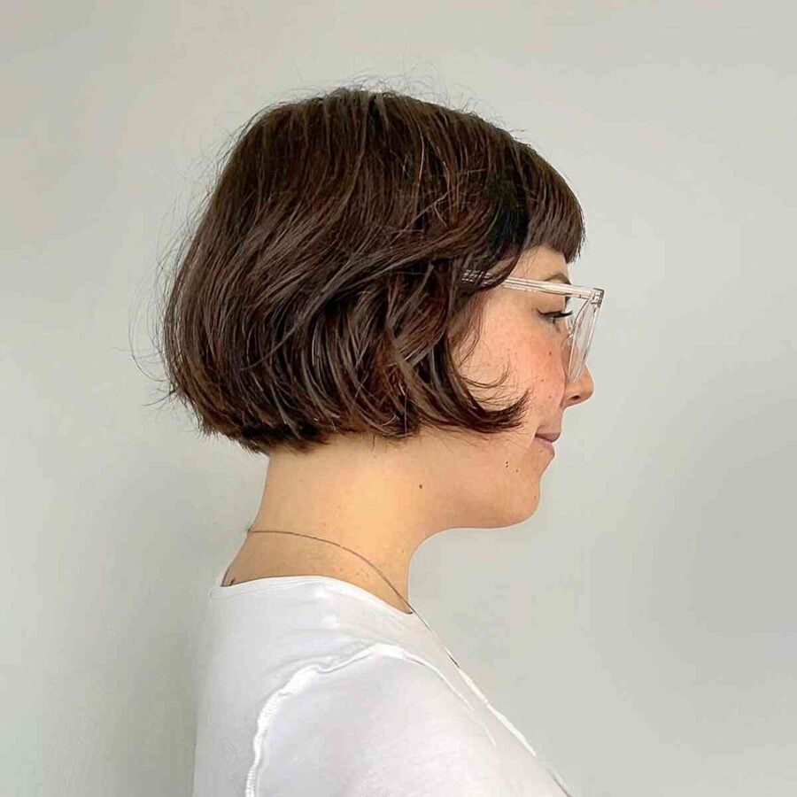 Blunt Bob with Soft Layers and Mini Bangs