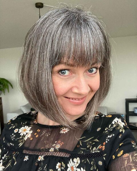Stunning Grey A-Line With Short Brow Fringe