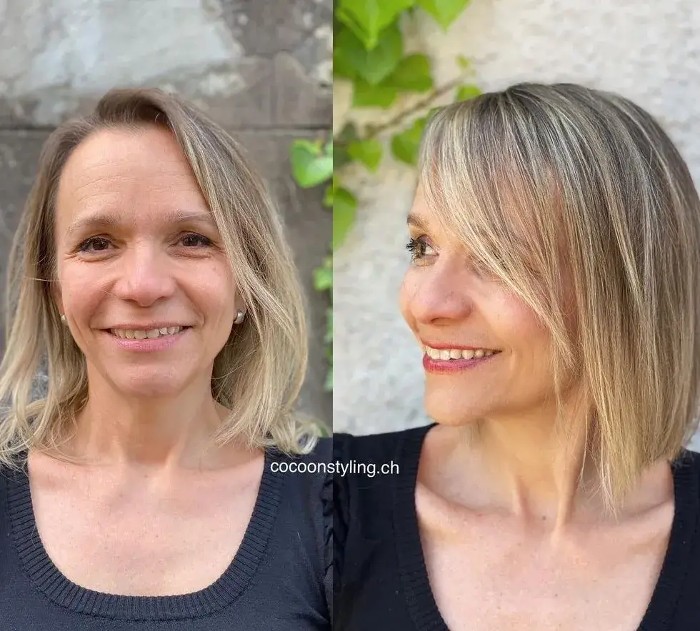 Chic Short Bob with Extended Side Bangs