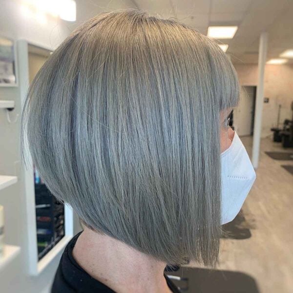 Impressive Stacked A-Line With Bangs Ideal For Thick Tresses