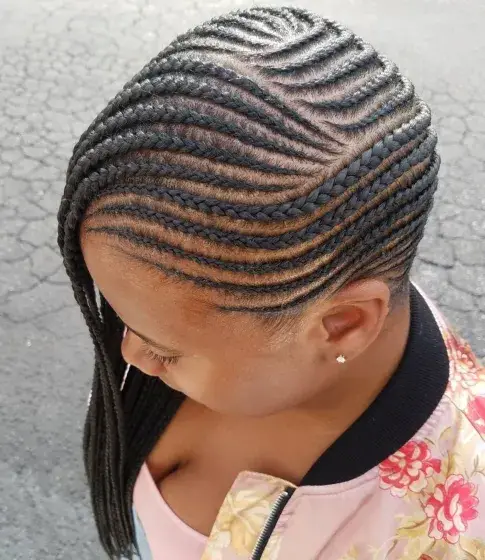 Exciting Side-Swept Cornrows