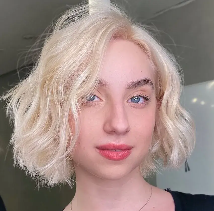 Choppy Layered Blunt Bob with Side Part