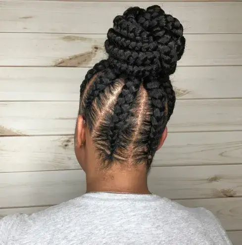 Inverted Braids styled in a Bun