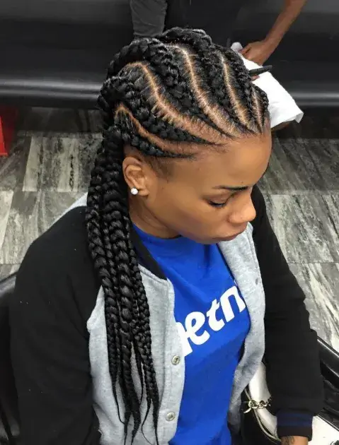 Curved Straight-Back Braids with Waves