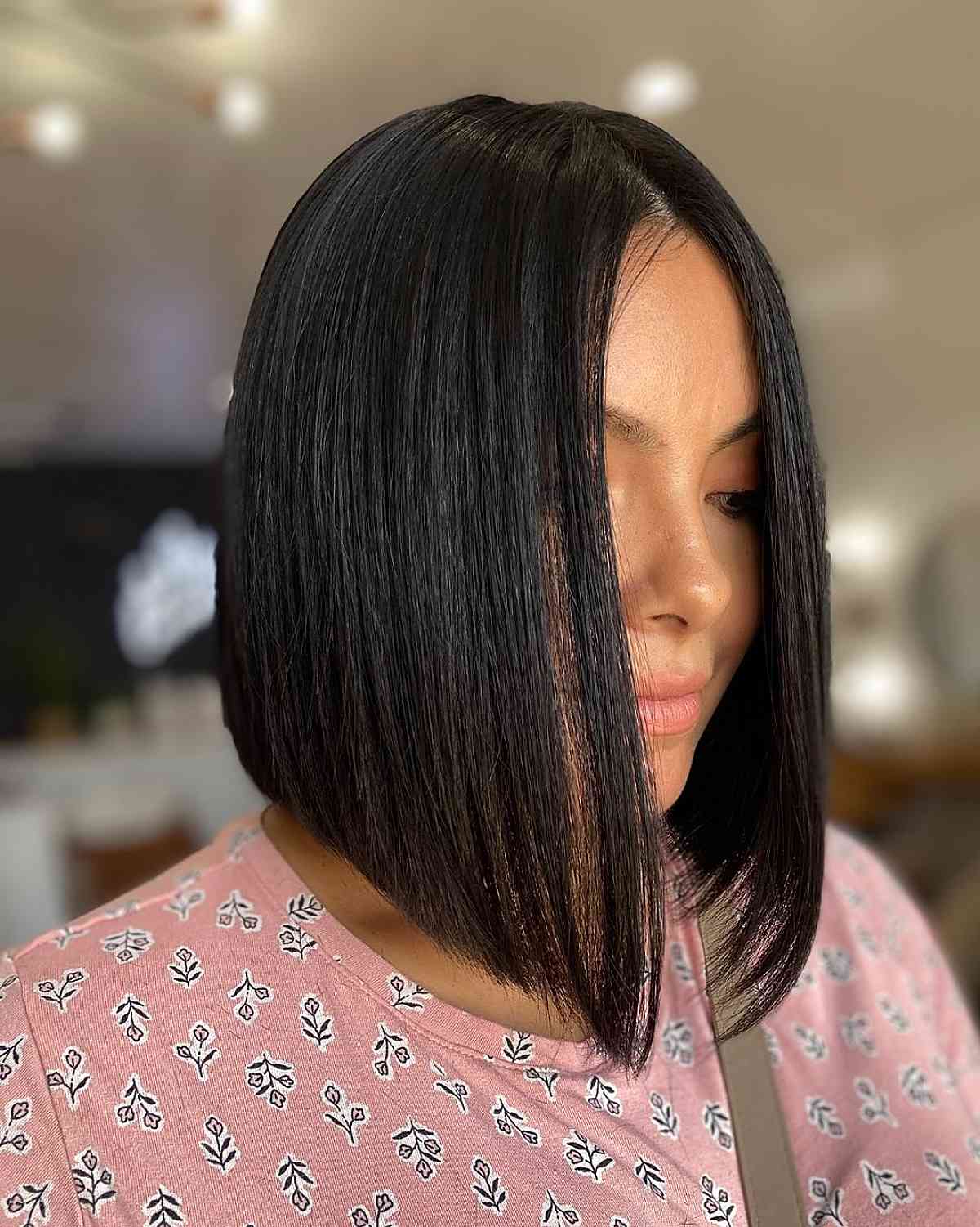 Rich Dark Brown Inverted Bob with Subtle Angling