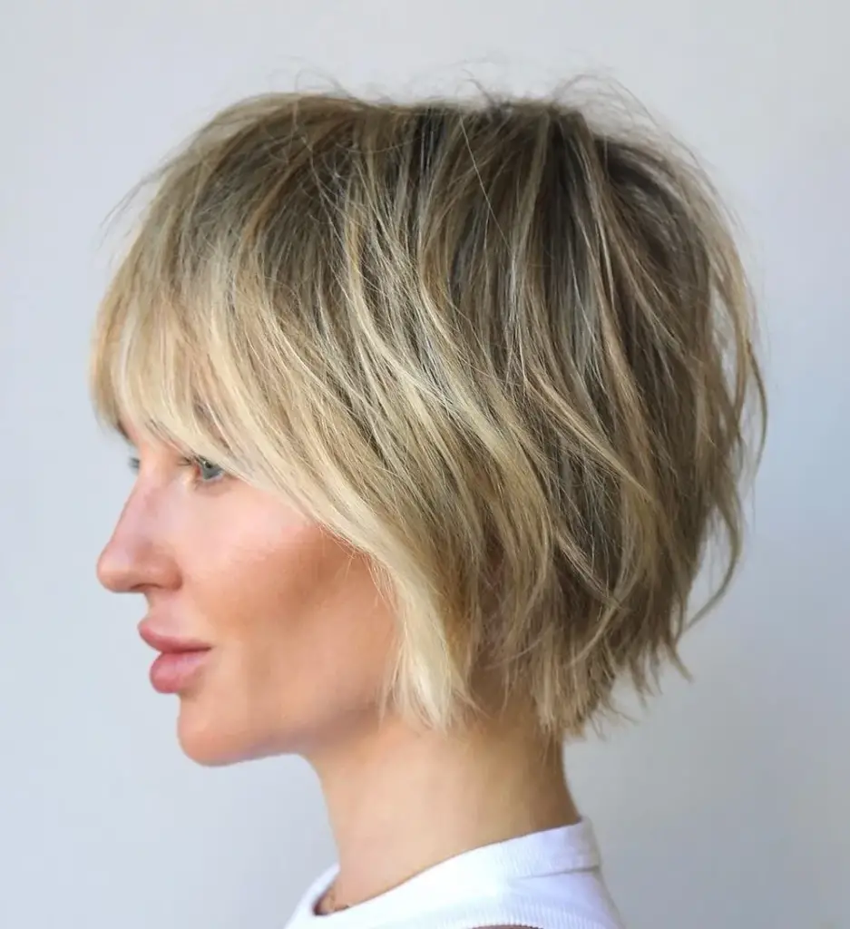 Textured Blonde Pixie with Bangs