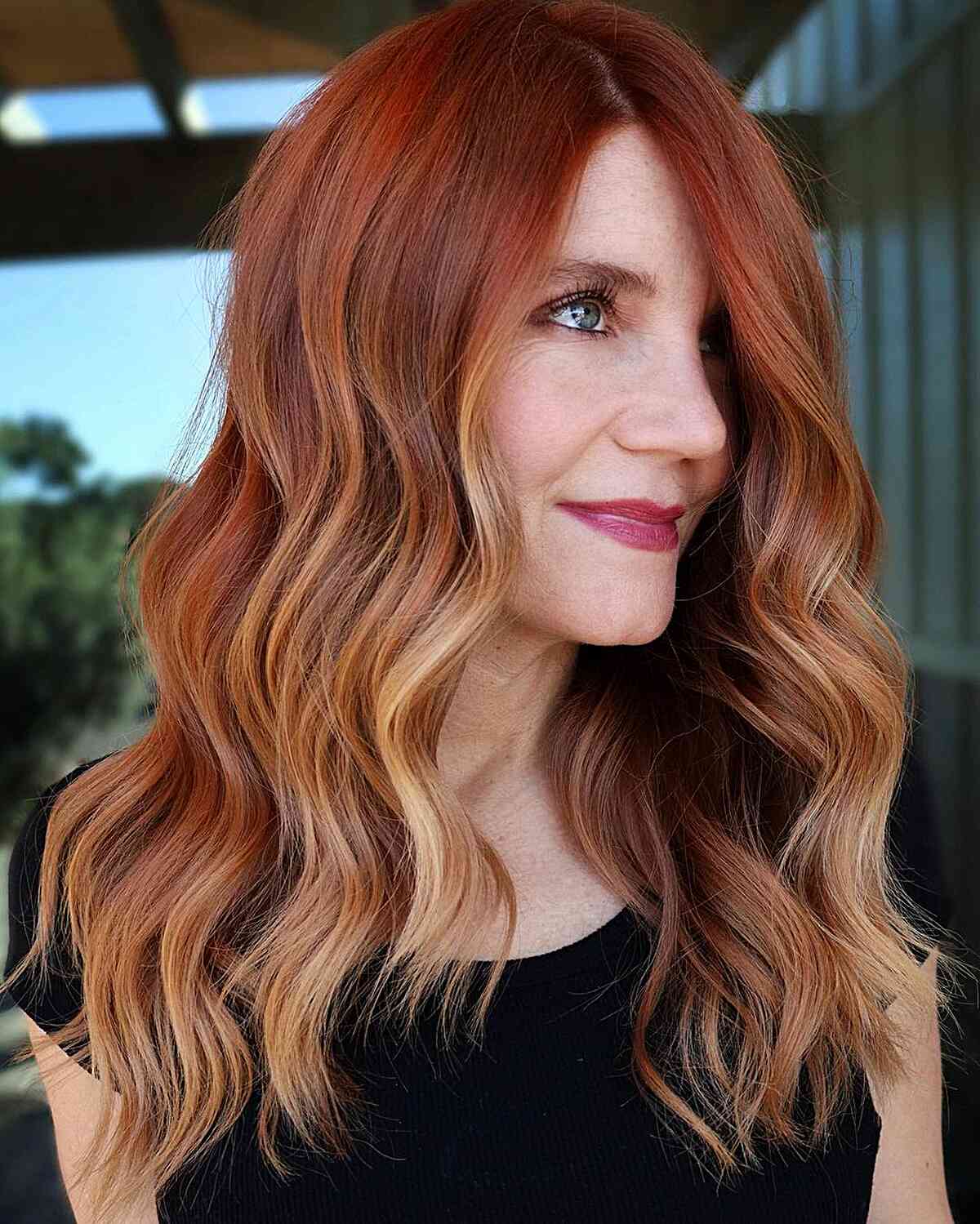 Elegant Long Ombre from Copper to Merlot